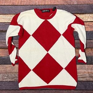 Vintage Perry Ellis America Diamond Crewneck Sweater Pullover